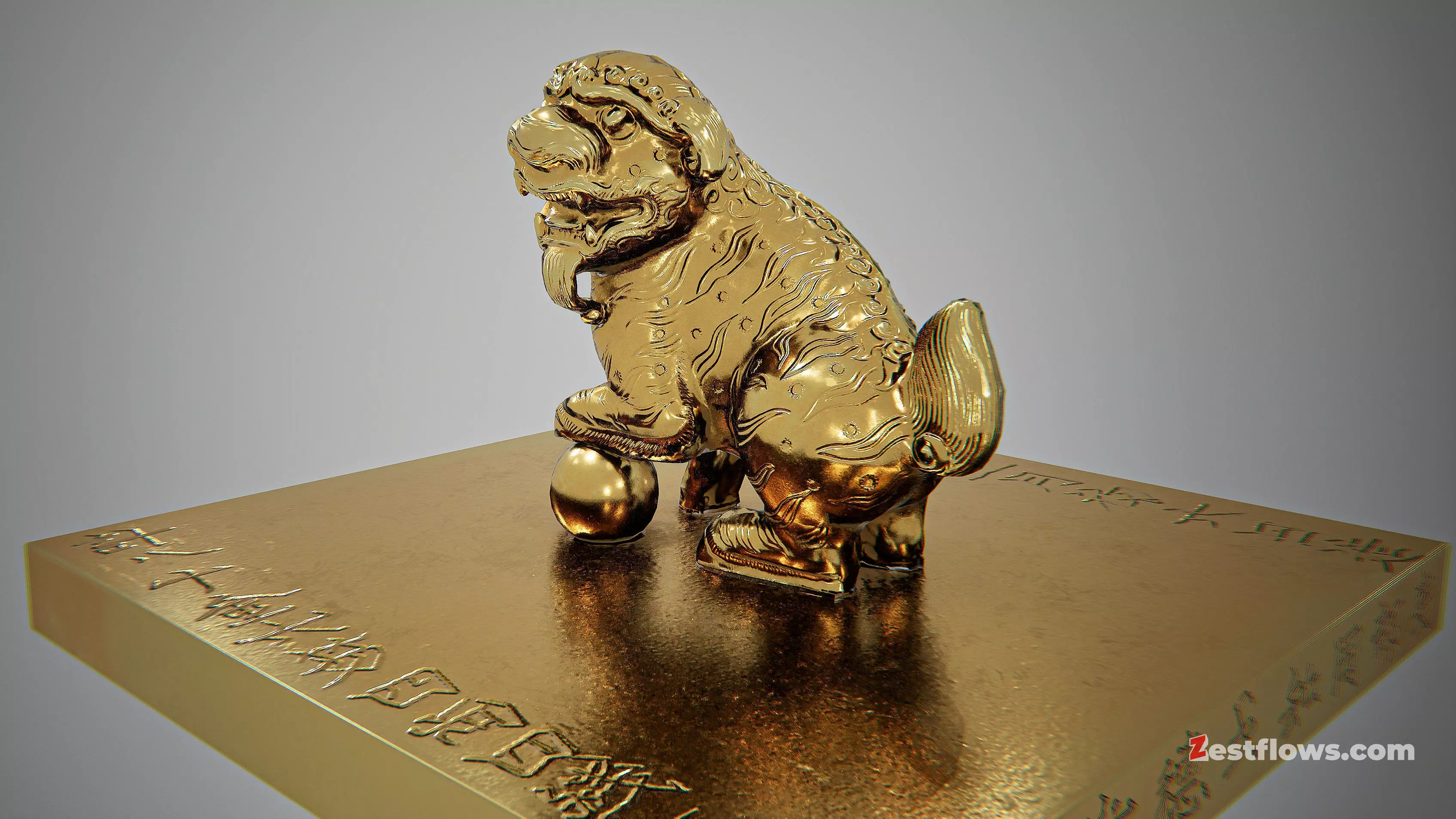 Great Viet Kingdom Golden Seal - 1709 Low-poly 3D model_5