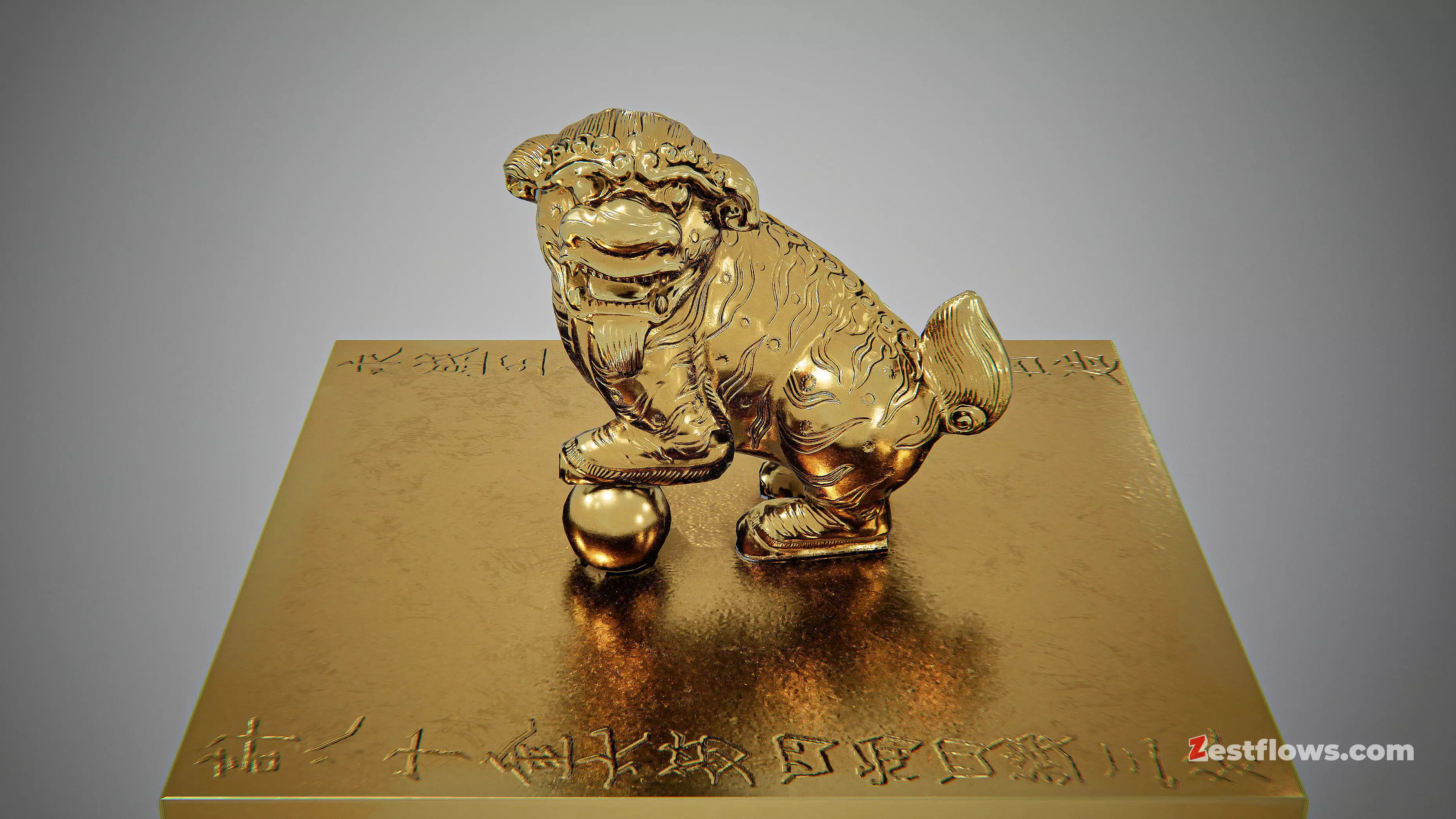 Great Viet Kingdom Golden Seal - 1709 Low-poly 3D model_7