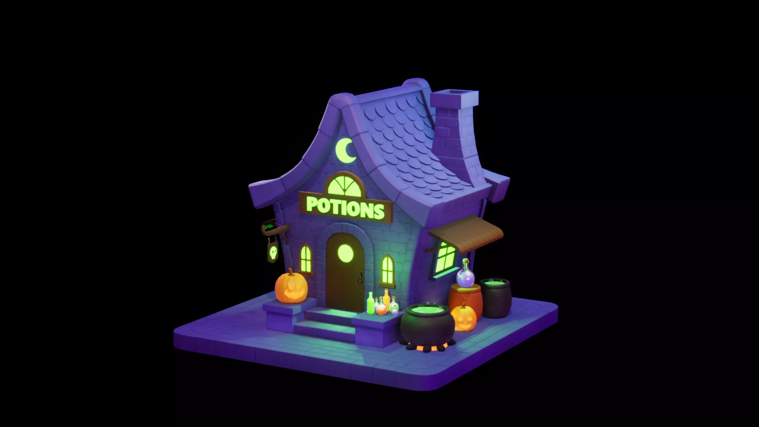 Stylized Halloween Potion Shop Free 3D model