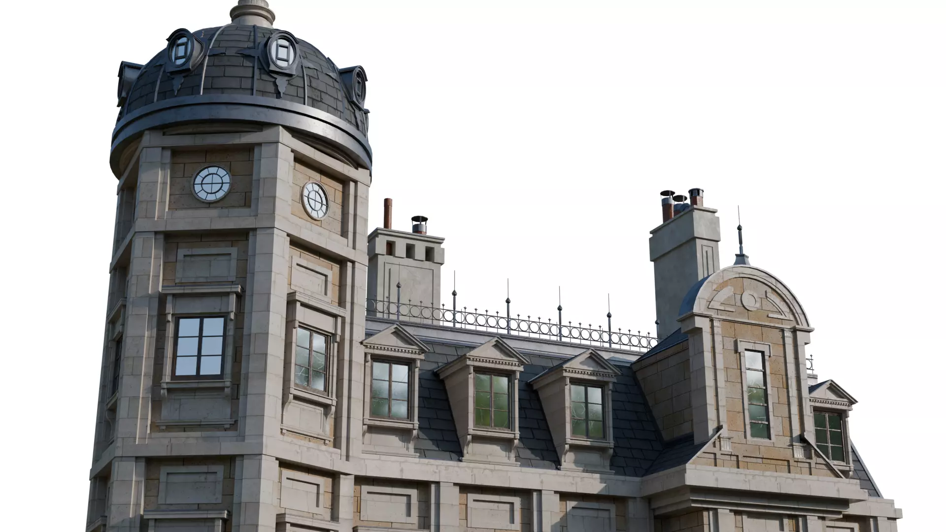 Classical European Building - House 26 3D model_6