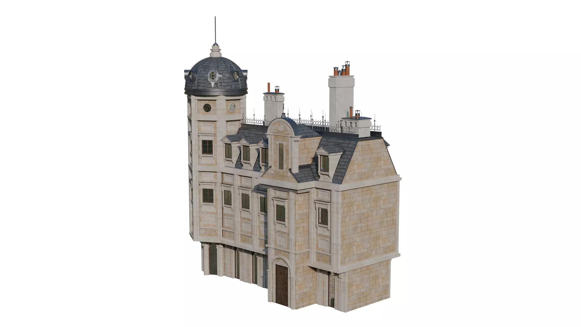 Classical European Building - House 26 3D model_4