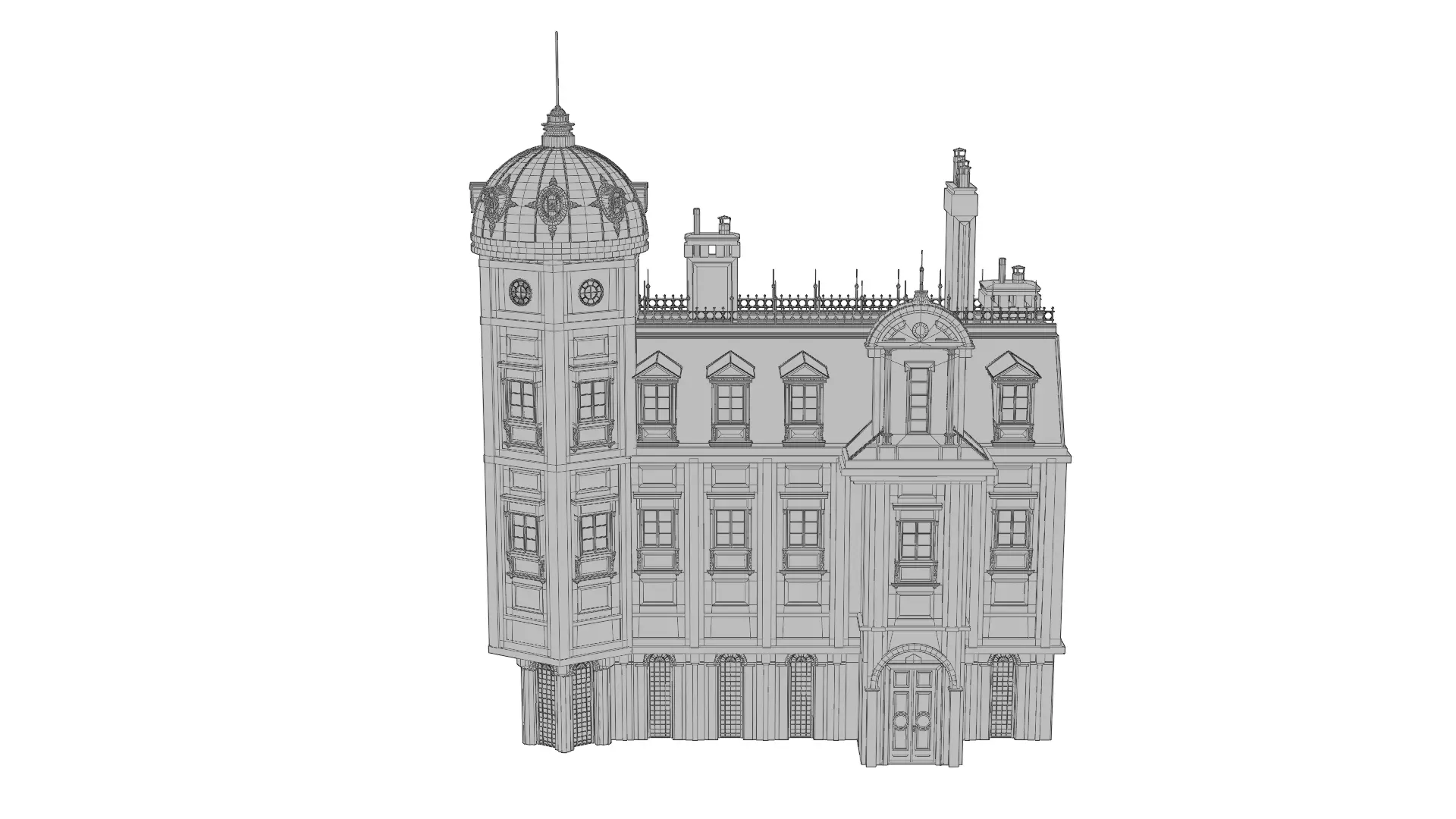 Classical European Building - House 26 3D model_9