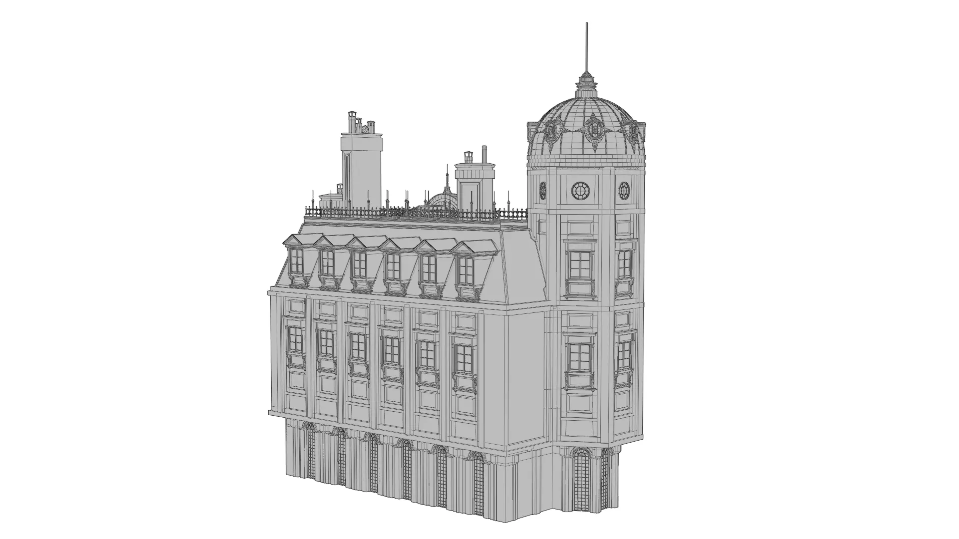 Classical European Building - House 26 3D model_11