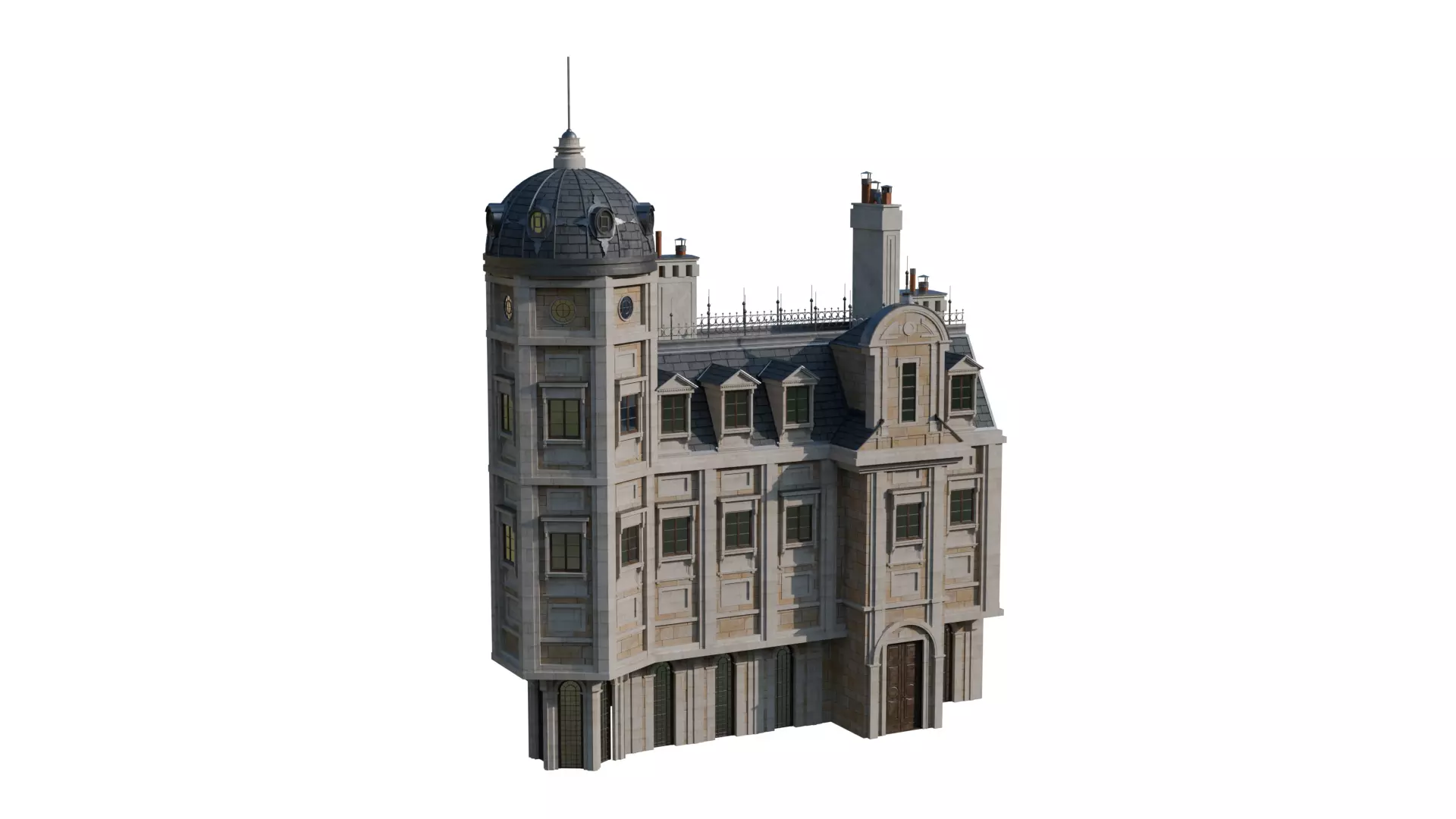Classical European Building - House 26 3D model_2