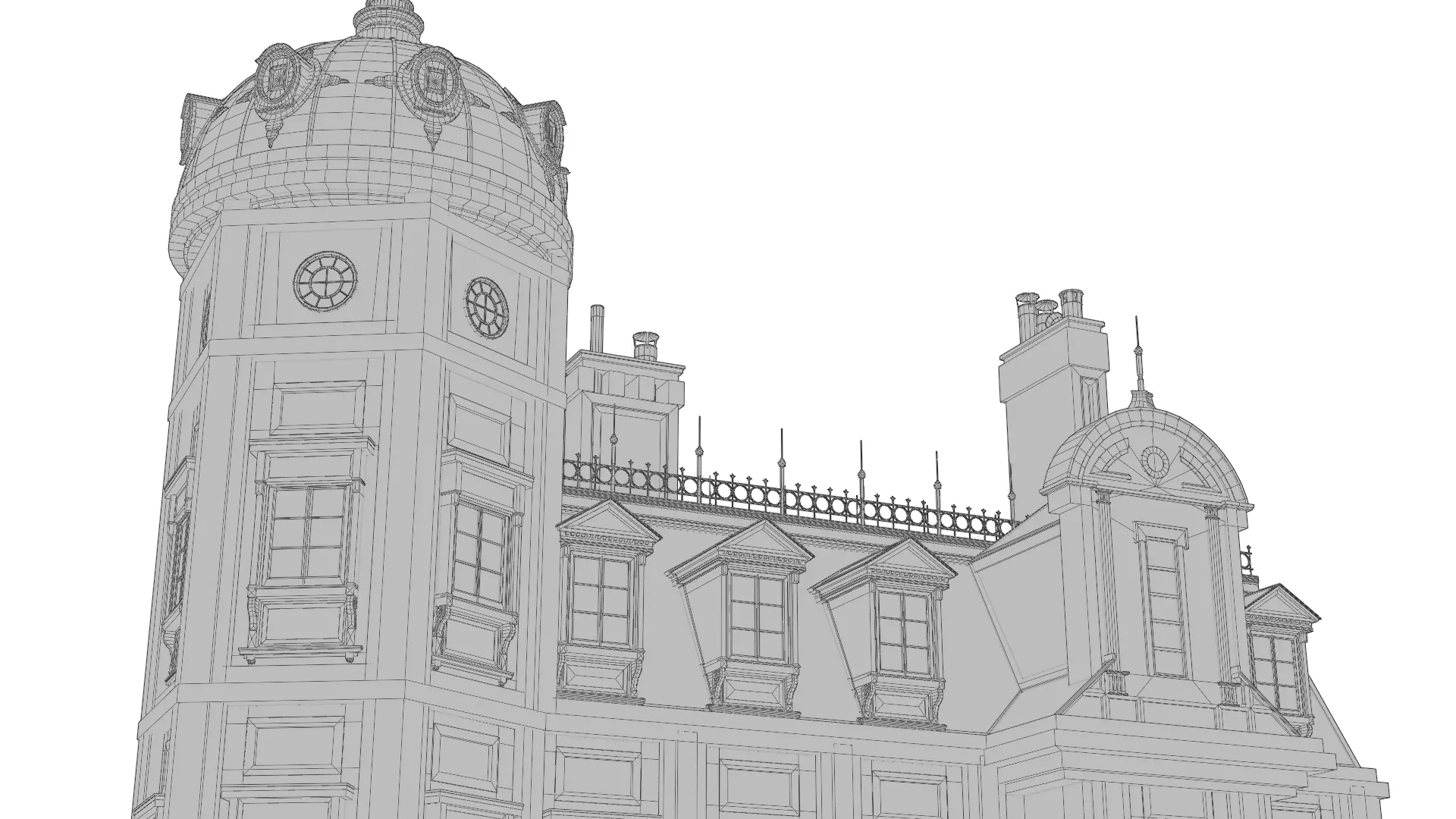 Classical European Building - House 26 3D model_12