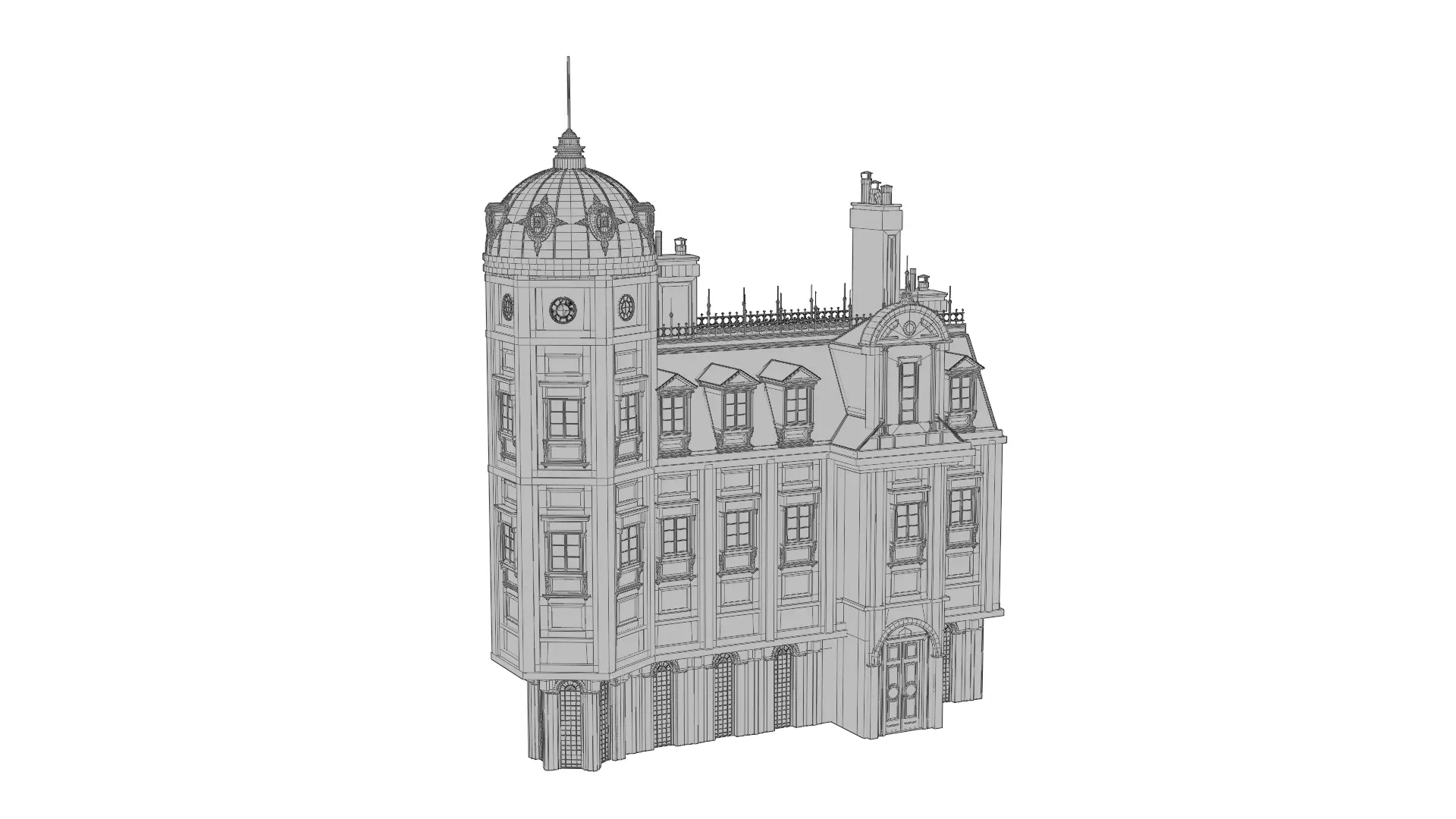 Classical European Building - House 26 3D model_8