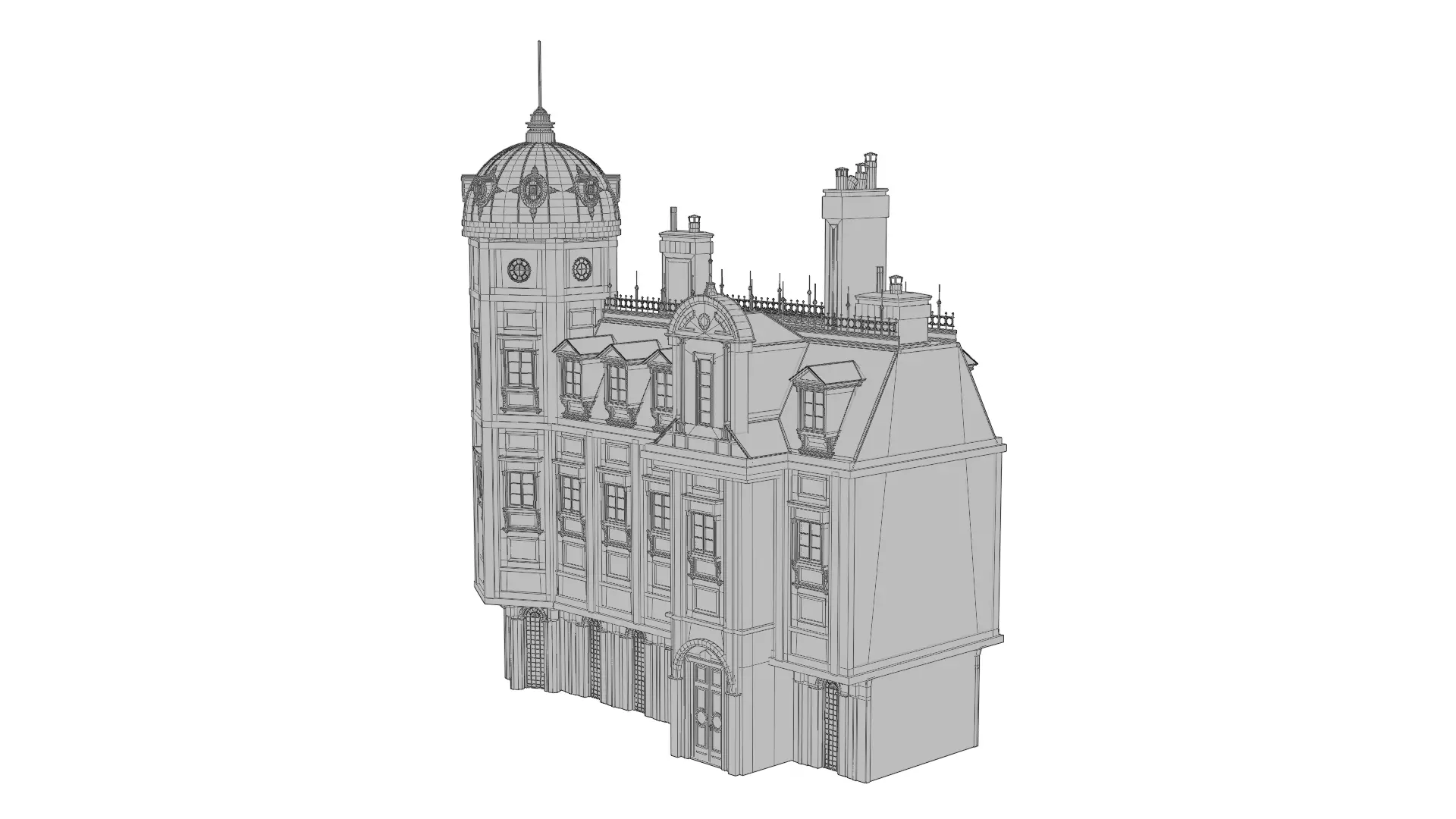 Classical European Building - House 26 3D model_10