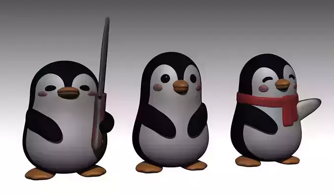 Penguin set - 3 cute and funny penguins