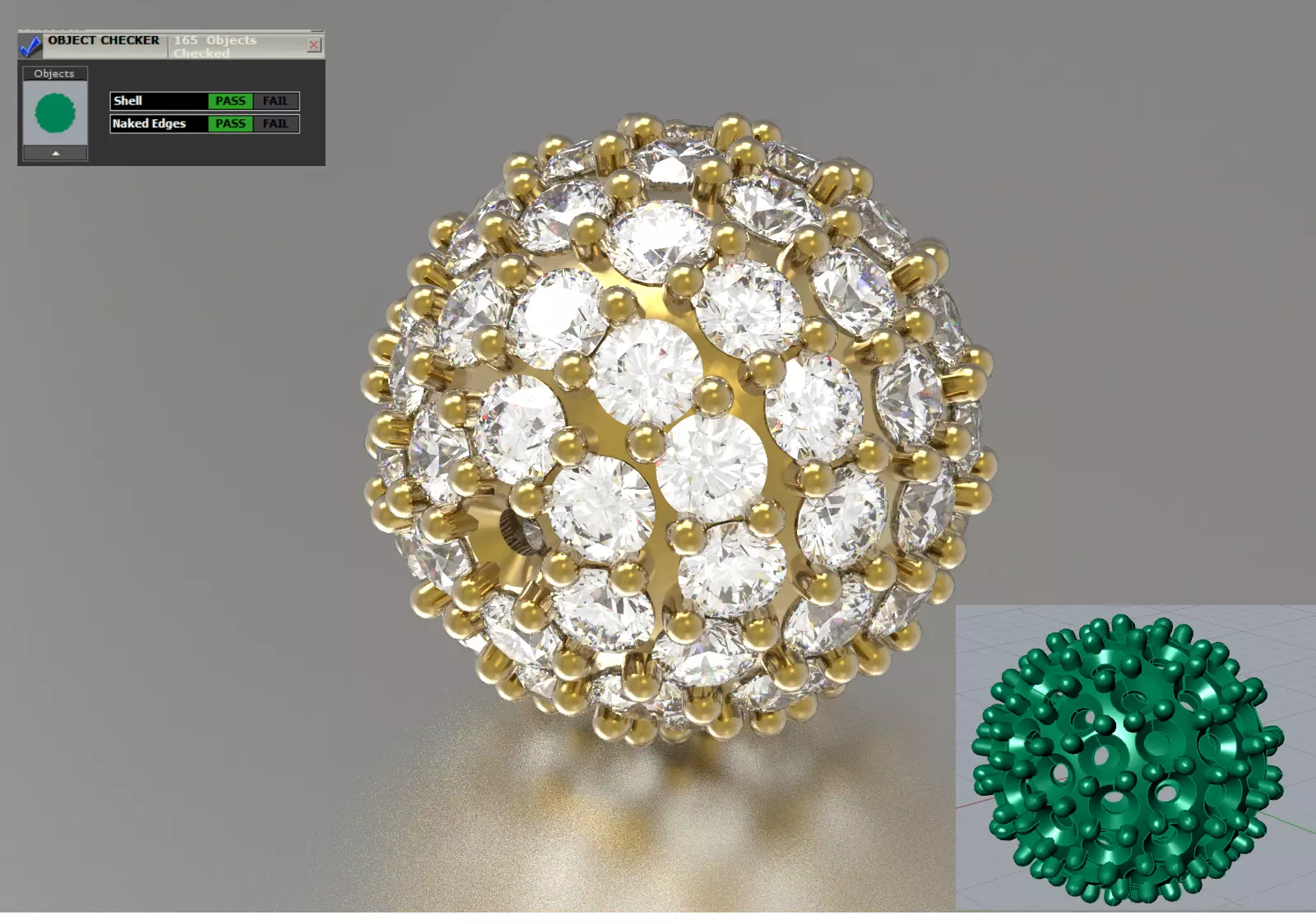 Diamond Pave Sphere Charm STL 3D model gl0042 3D print model