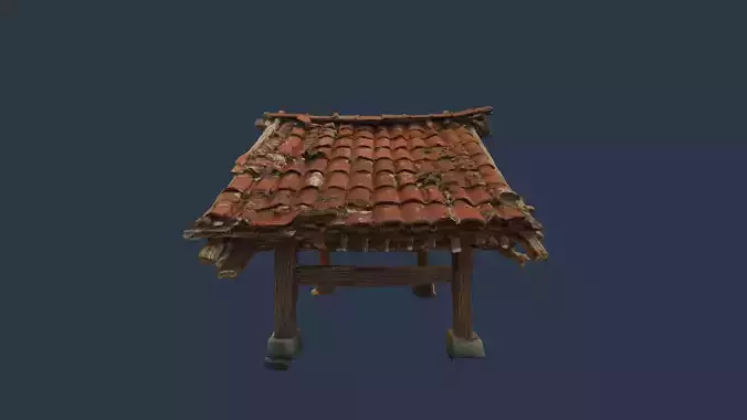 Ruined Wooden Shelter 3D model