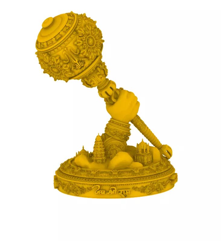 Hanuman Hand With Gada 3d Print 3D print model  3D print model_1