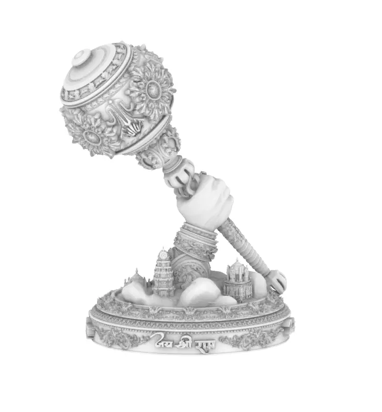 Hanuman Hand With Gada 3d Print 3D print model  3D print model_3