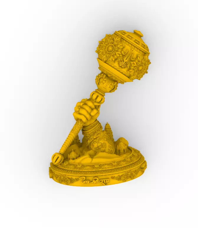 Hanuman Hand With Gada 3d Print 3D print model  3D print model_0