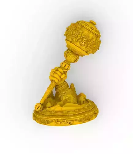 Hanuman Hand With Gada 3d Print 3D print model  3D print model