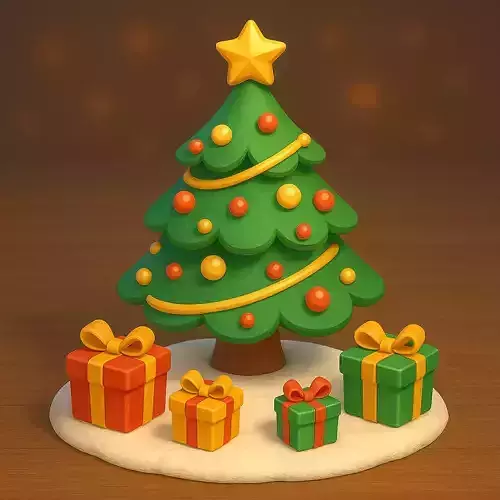 Cute Stylized Christmas Tree 3D Model Low Poly