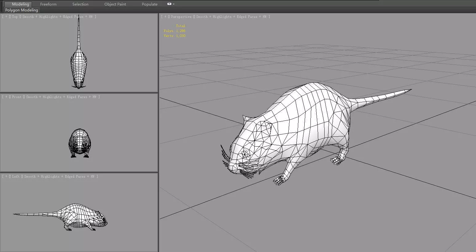 Cartoon mouse Low-poly 3D model_7