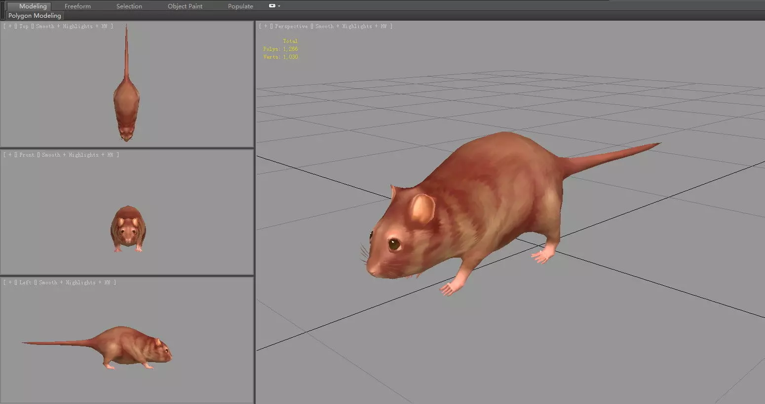 Cartoon mouse Low-poly 3D model_5