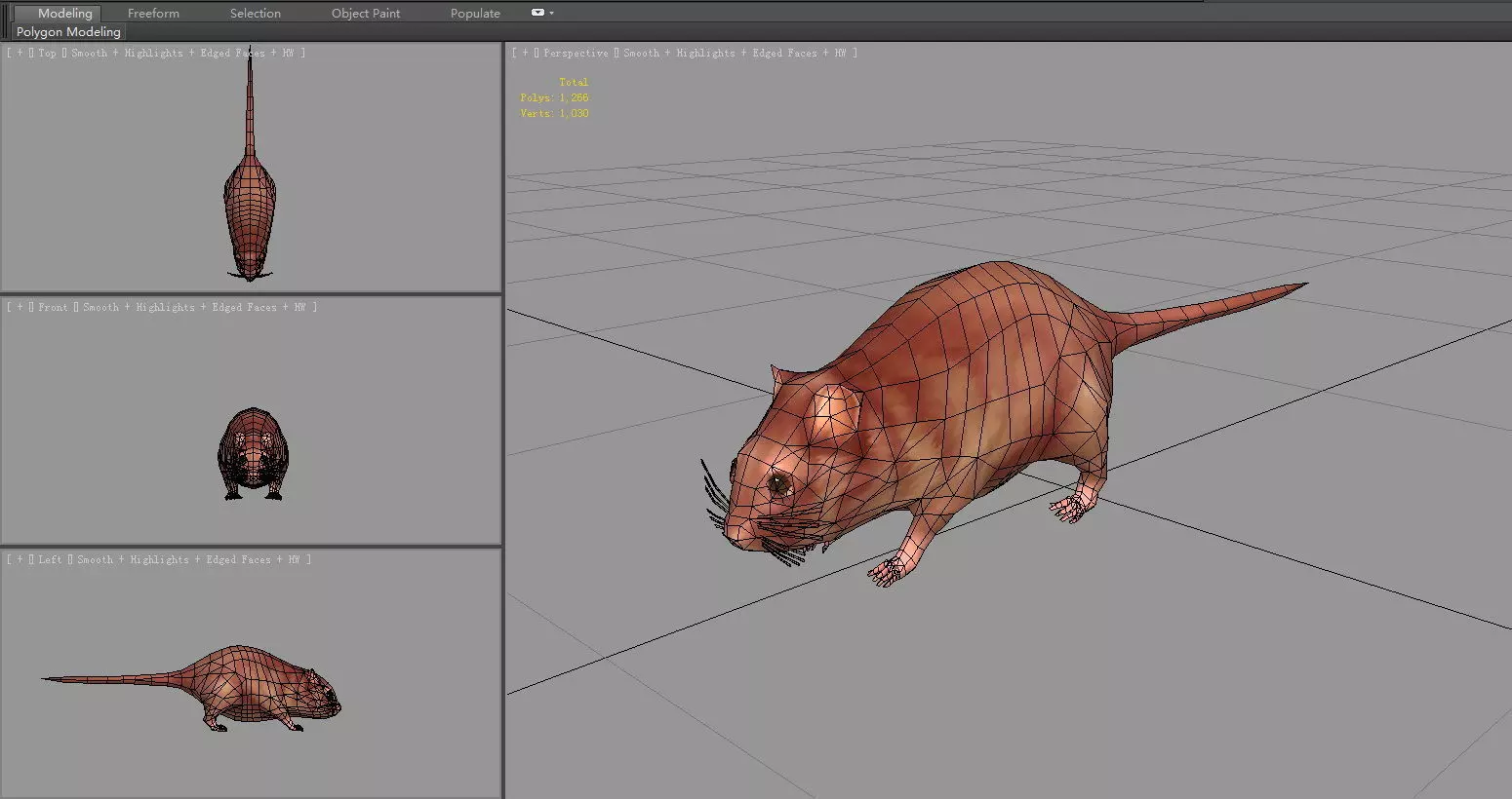 Cartoon mouse Low-poly 3D model_6