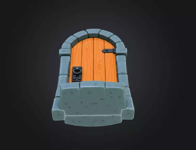 Medieval Wooden Door Low-poly 3D model_12