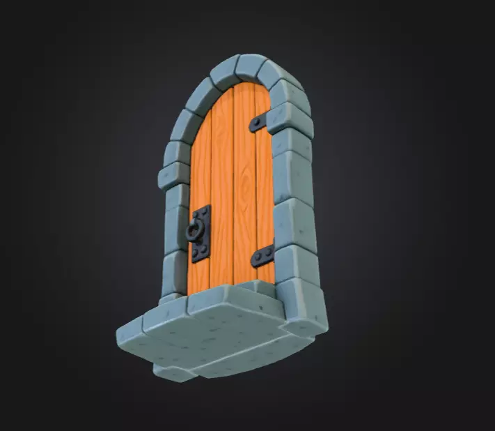 Medieval Wooden Door Low-poly 3D model_14