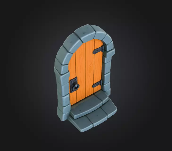 Medieval Wooden Door Low-poly 3D model_10