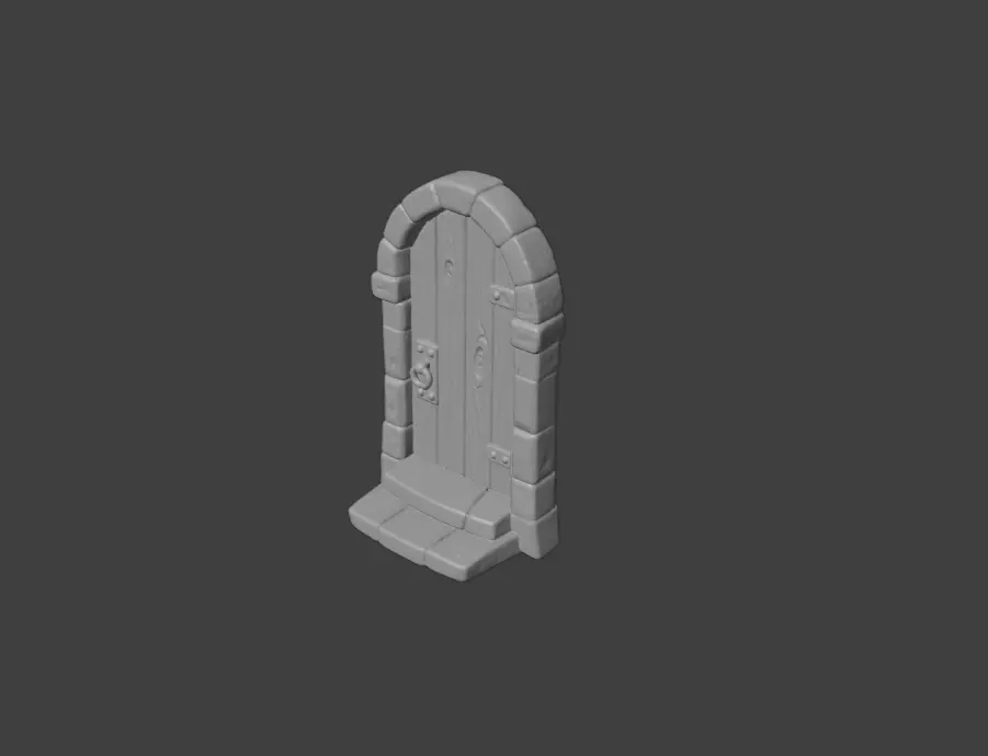 Medieval Wooden Door Low-poly 3D model_17