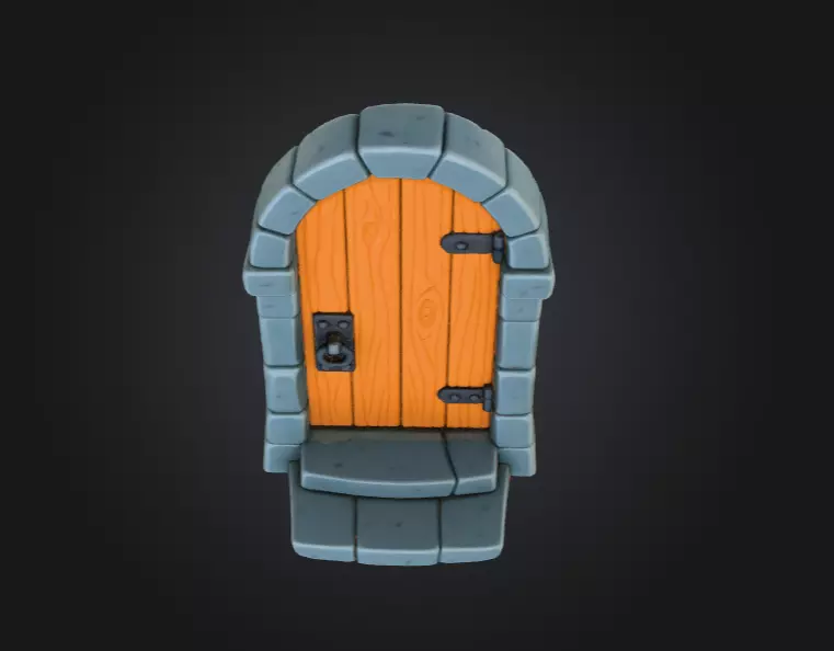 Medieval Wooden Door Low-poly 3D model_9