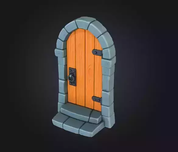 Medieval Wooden Door Low-poly 3D model Medieval Wooden Door Low-poly 3D model
