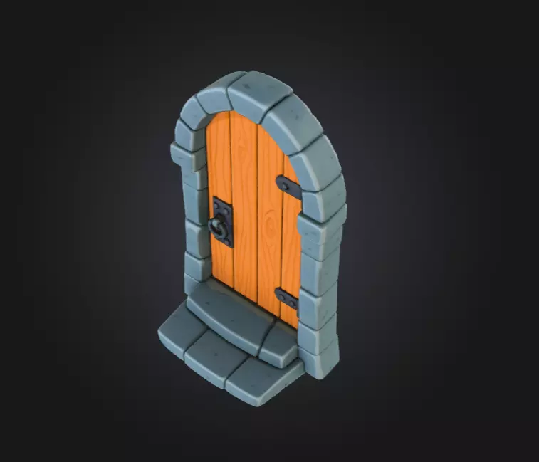 Medieval Wooden Door Low-poly 3D model_11