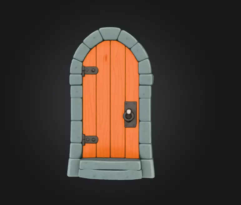 Medieval Wooden Door Low-poly 3D model_5