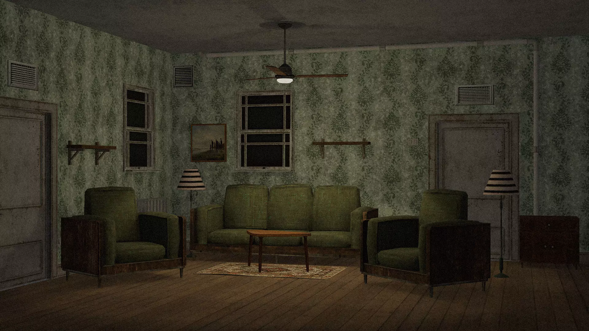 PSX style furniture and modular pack Low-poly 3D model_1