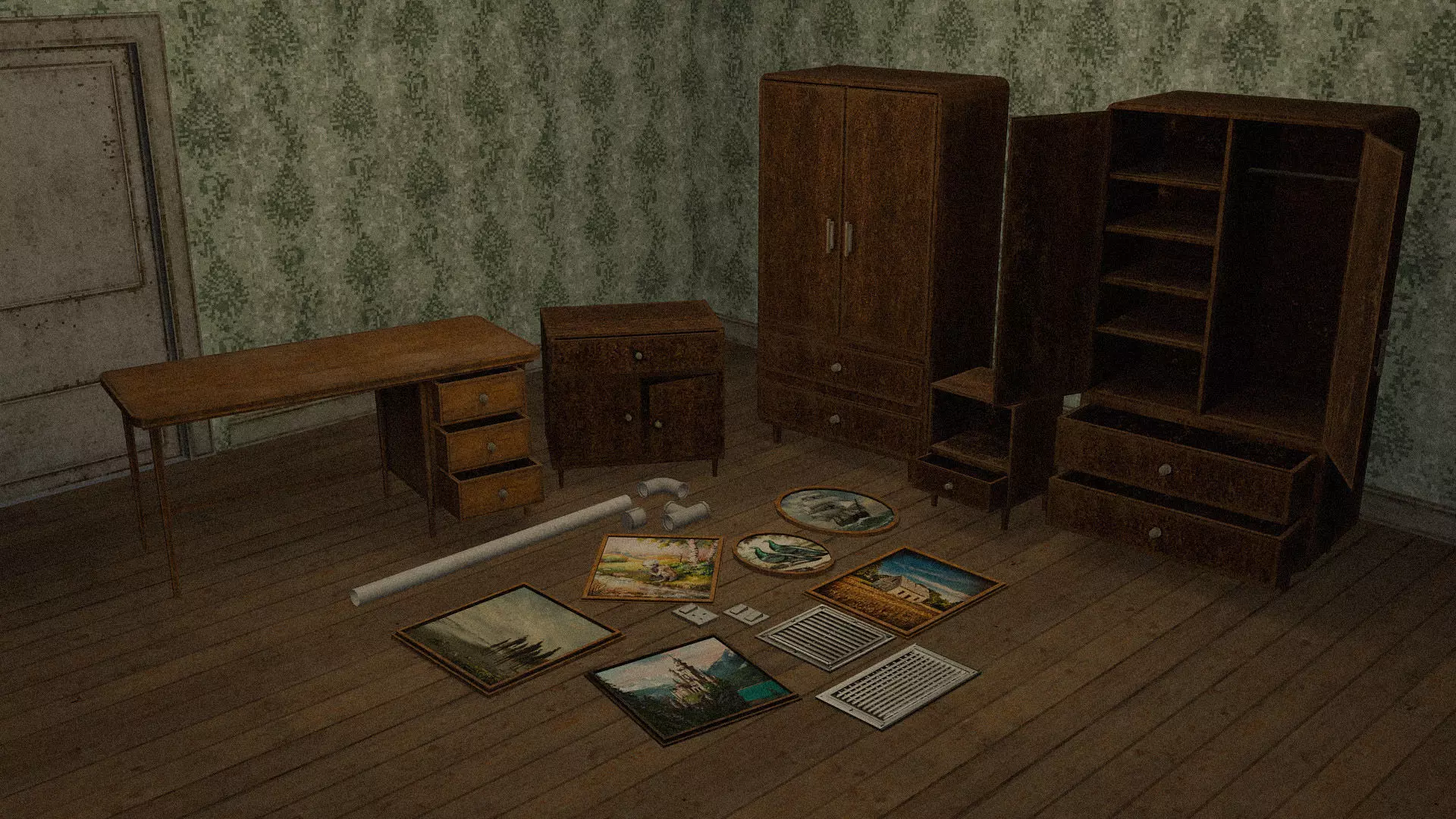 PSX style furniture and modular pack Low-poly 3D model_5