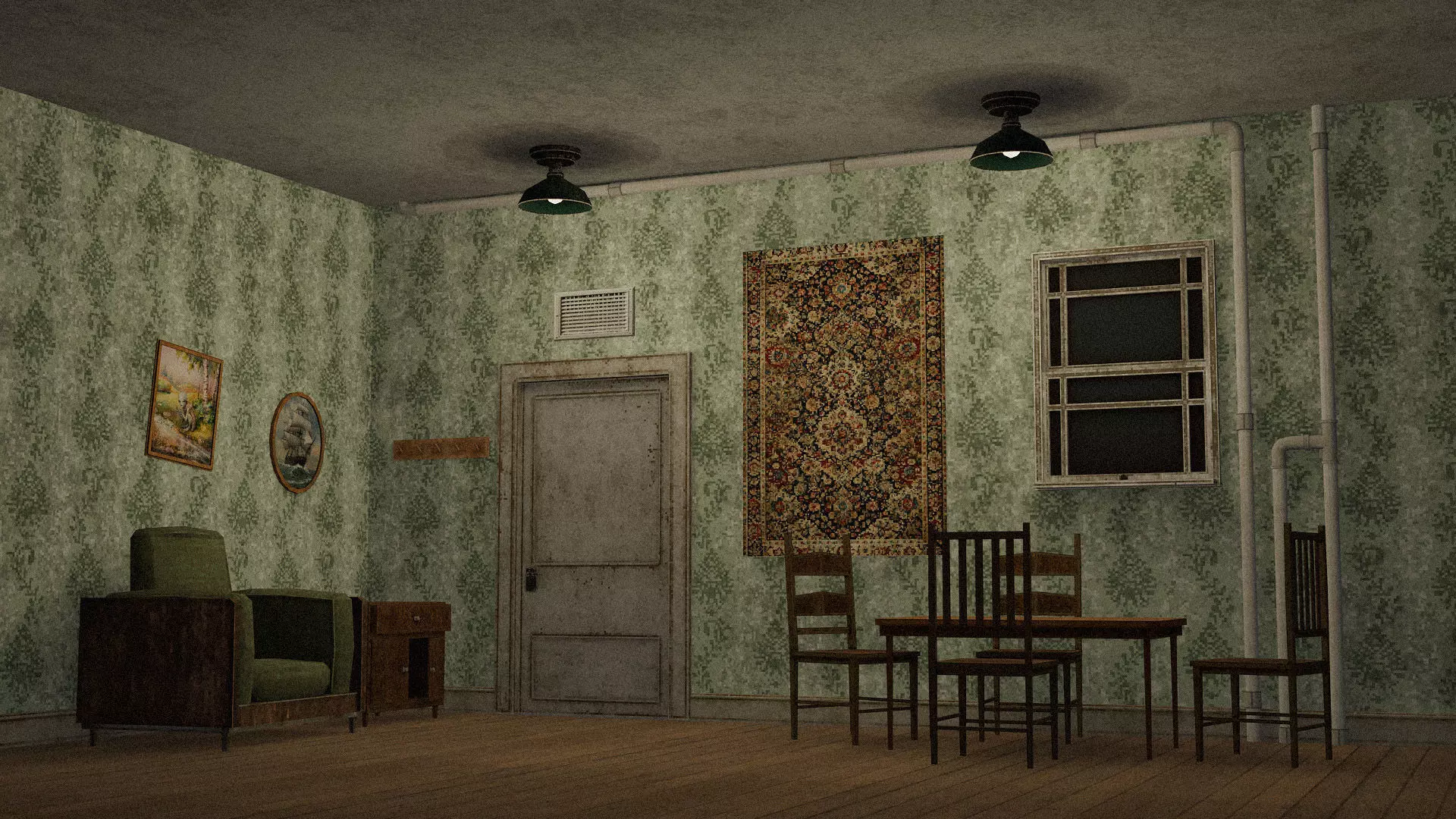 PSX style furniture and modular pack Low-poly 3D model_2