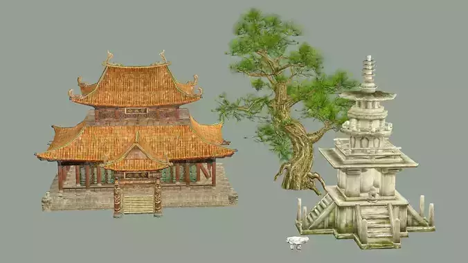 Japan Asian Medieval Hut D House 3D Model Low-poly 3D model