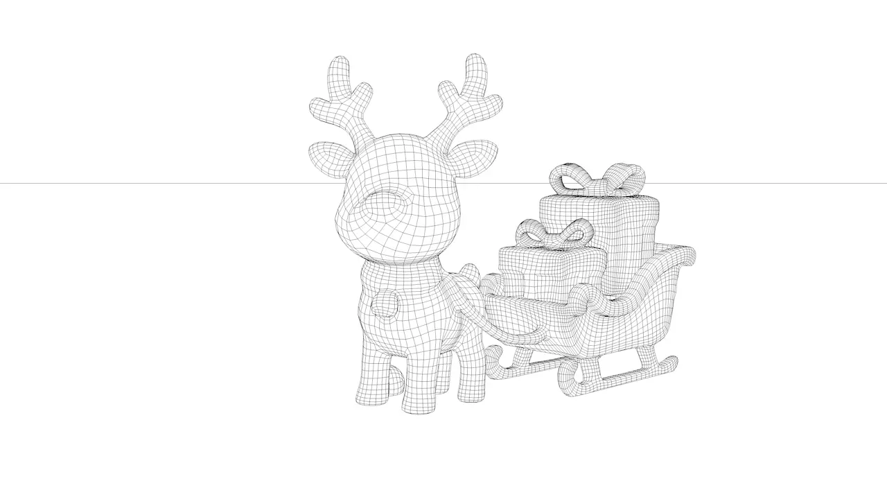 Cute Stylized Reindeer with Gifts Low Poly Christmas Character Low-poly 3D model_3