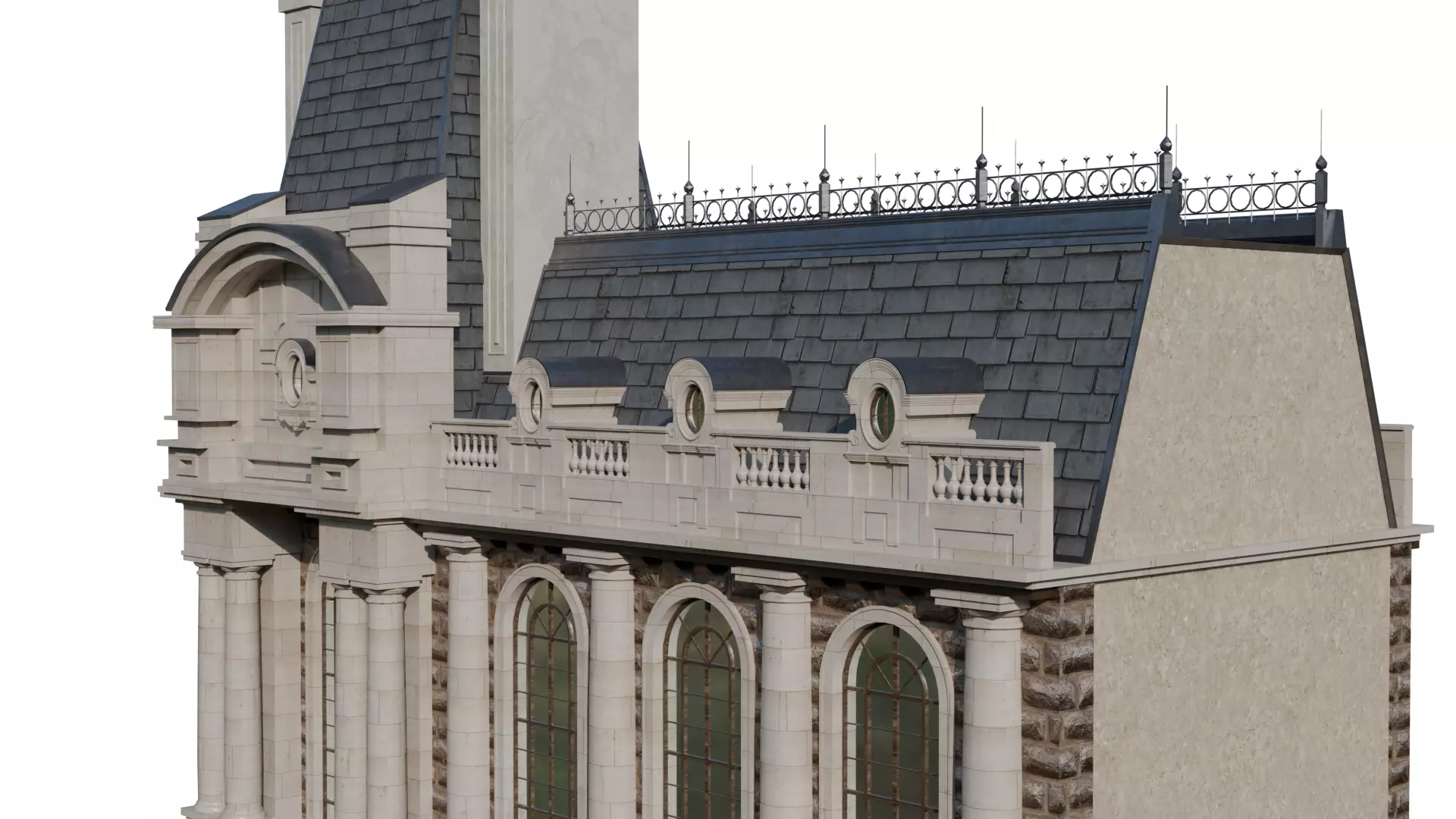 Classical European Building - House 27 3D model_7