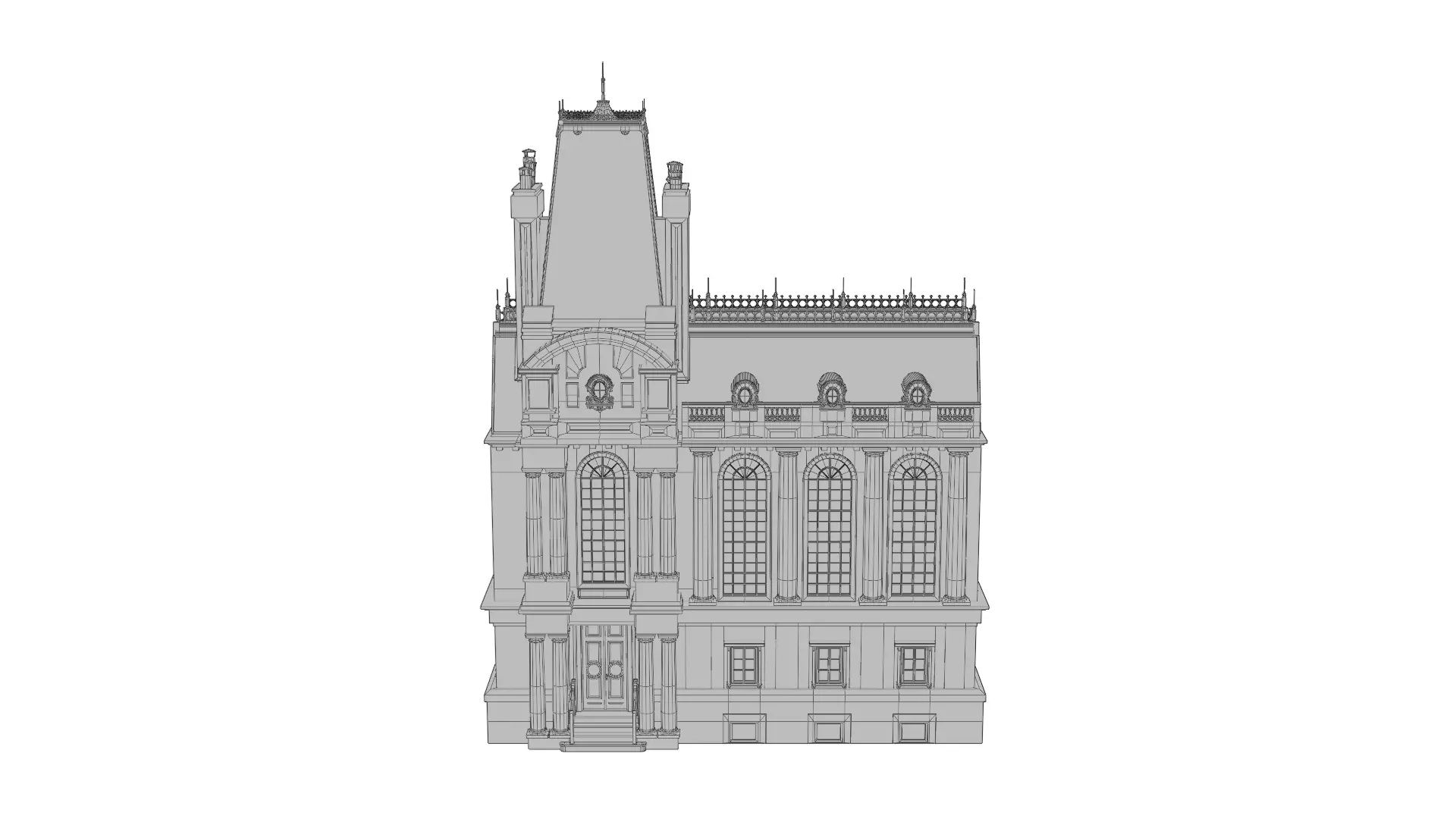 Classical European Building - House 27 3D model_9