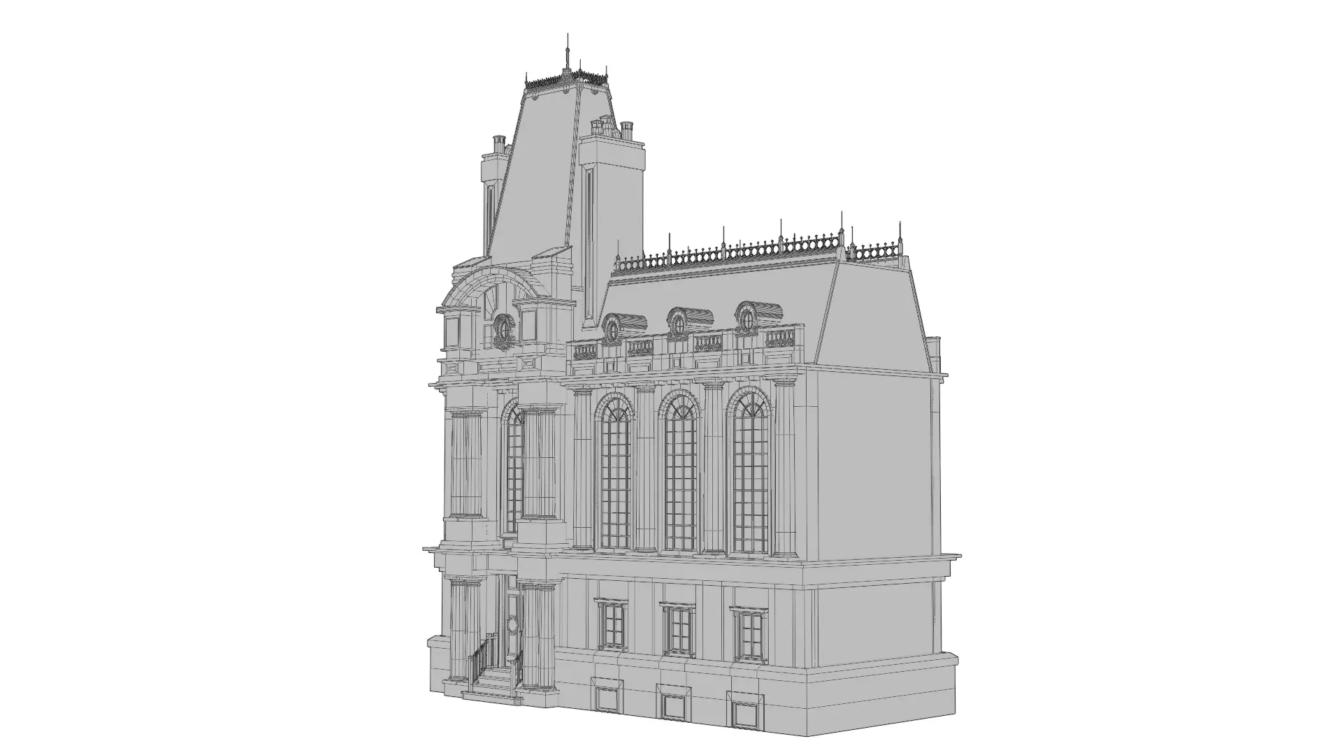 Classical European Building - House 27 3D model_10