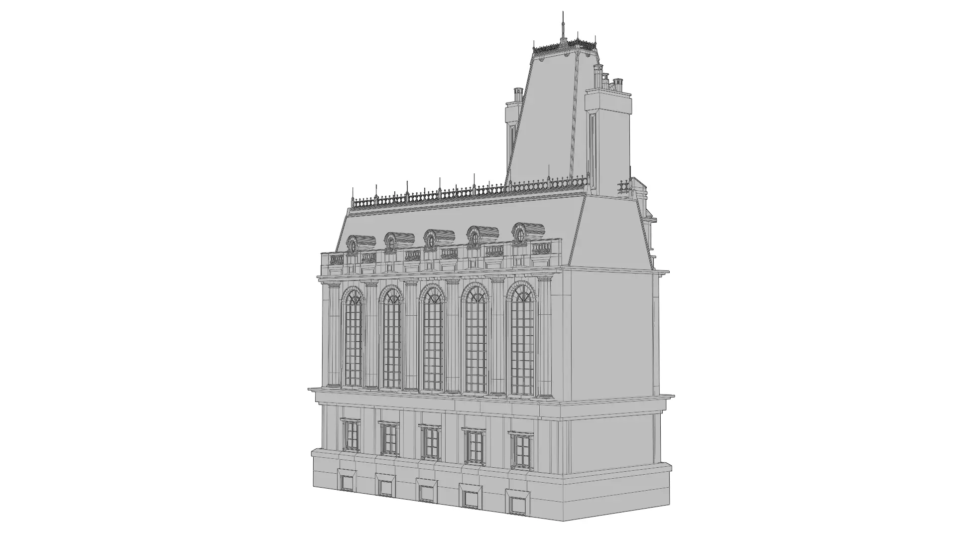 Classical European Building - House 27 3D model_11