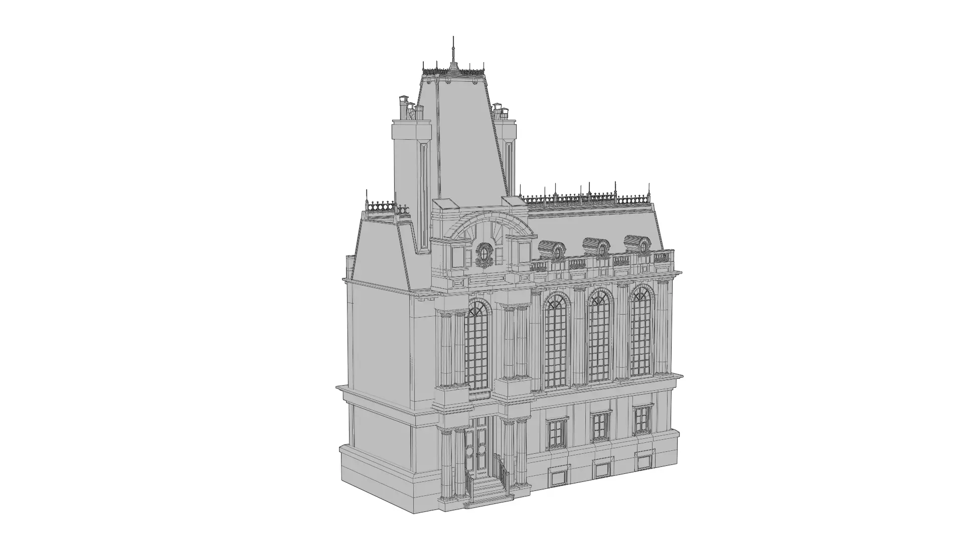 Classical European Building - House 27 3D model_8