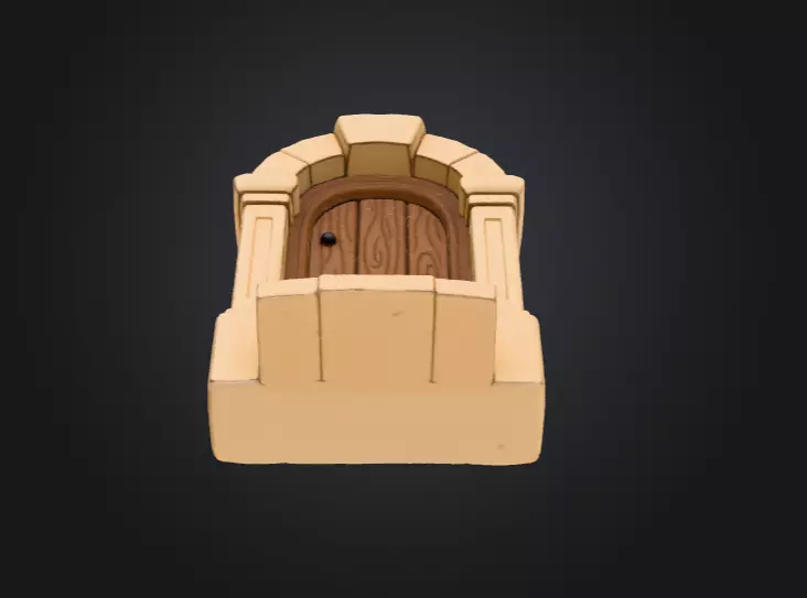 Wooden Archway Doorway Low-poly 3D model_12