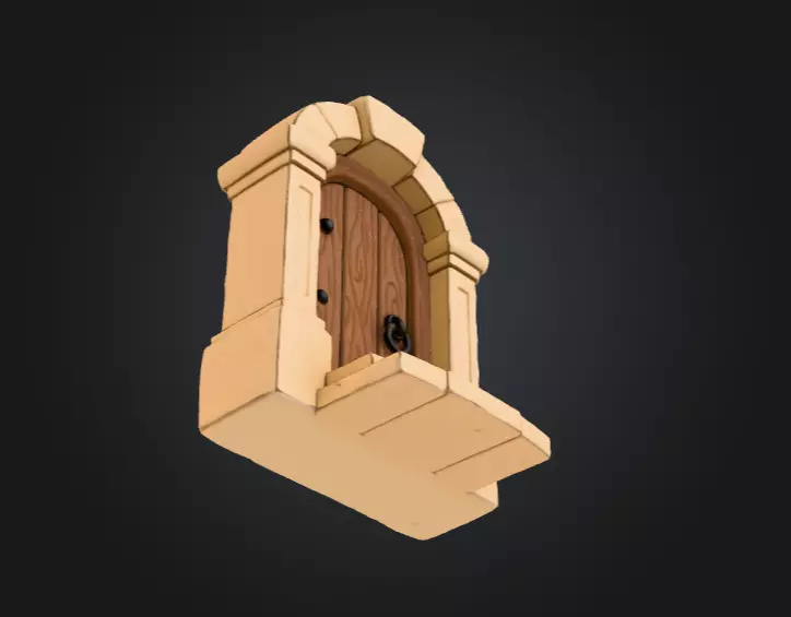 Wooden Archway Doorway Low-poly 3D model_13