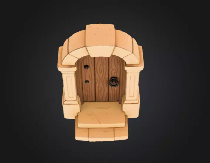 Wooden Archway Doorway Low-poly 3D model_9