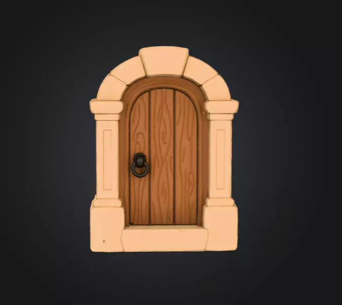 Wooden Archway Doorway Low-poly 3D model_5