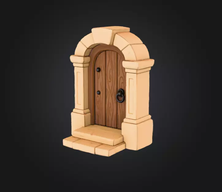 Wooden Archway Doorway Low-poly 3D model_8
