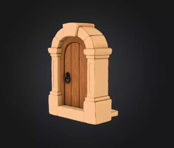 Wooden Archway Doorway Low-poly 3D model_4