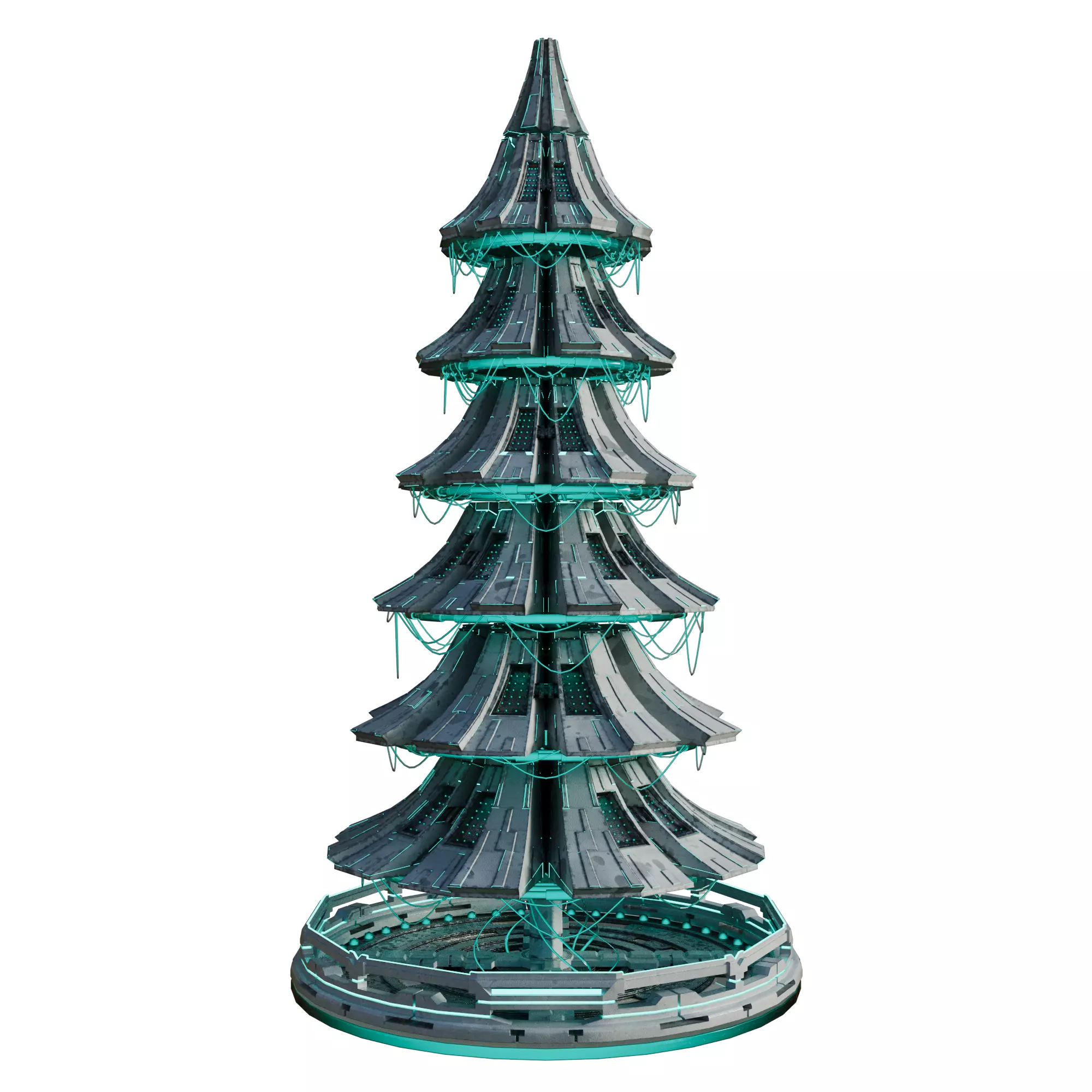 Christmas Tree Sci-Fi Futuristic 3D model_2