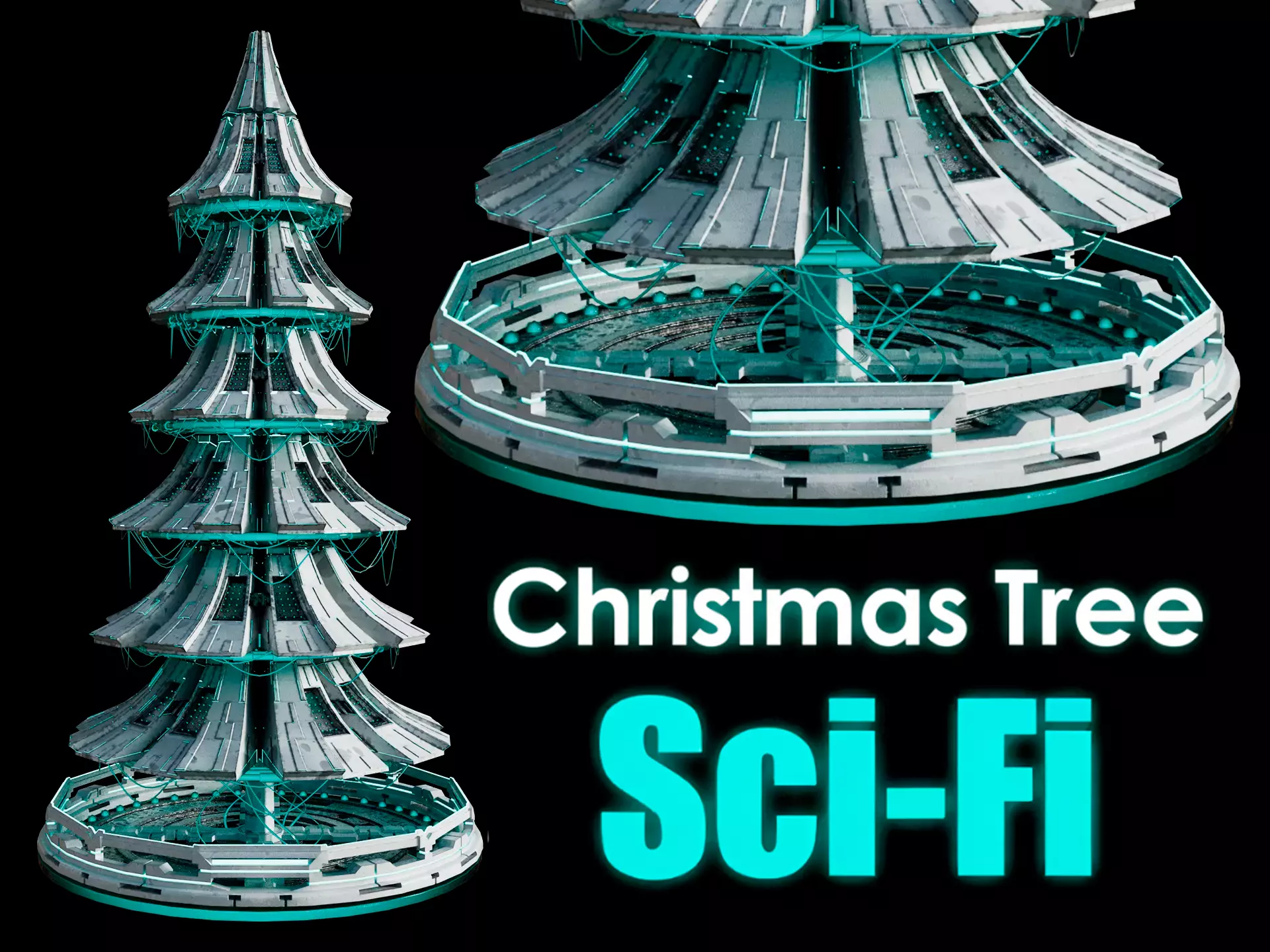 Christmas Tree Sci-Fi Futuristic 3D model_0