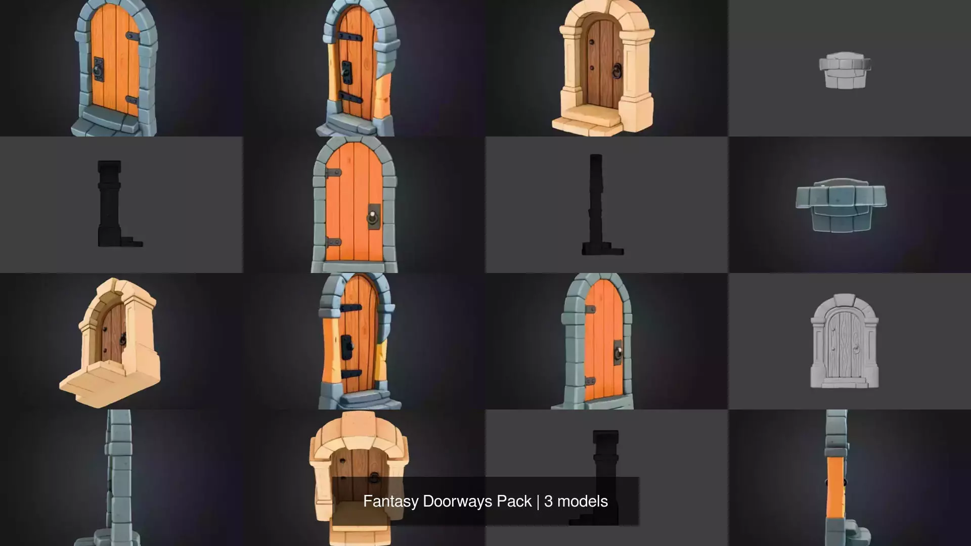Fantasy Doorways Pack 3D Model Collection_1