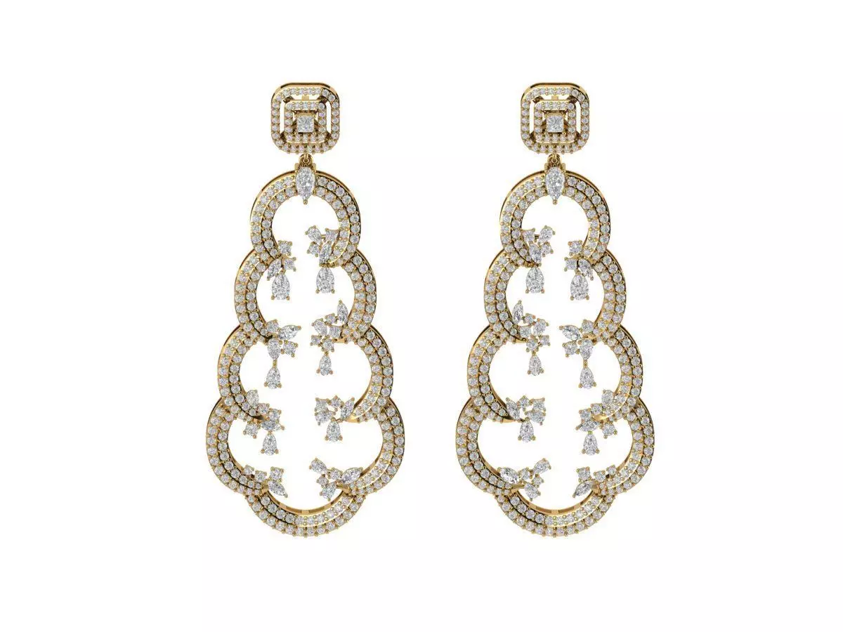 Women Antiq Gold Earings 3D print model